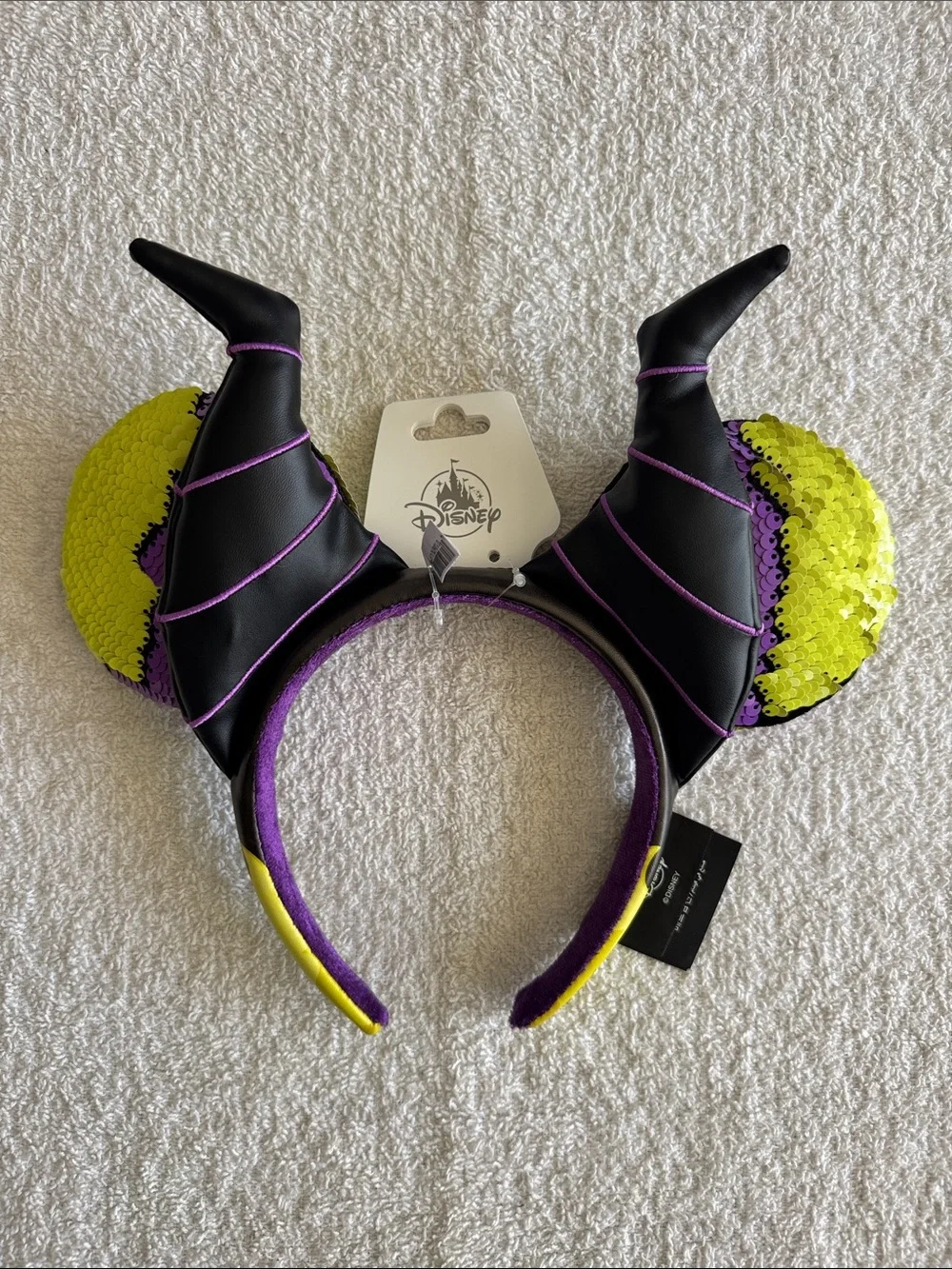 Disney Black and Purple Maleficent Reversible Sequin Horns Ears Headband